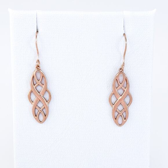 Vintage Sterling Silver 925 Rose Gold Tone Celtic Knot Dangle Earrings - Picture 7 of 7